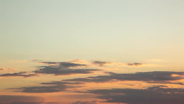 Orange Sunset With Clouds, Time Lapse, 4k