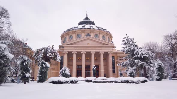 Romanian Athenaeum George Enescu (Ateneul Roman), winter shoot, Bucharest, Romania