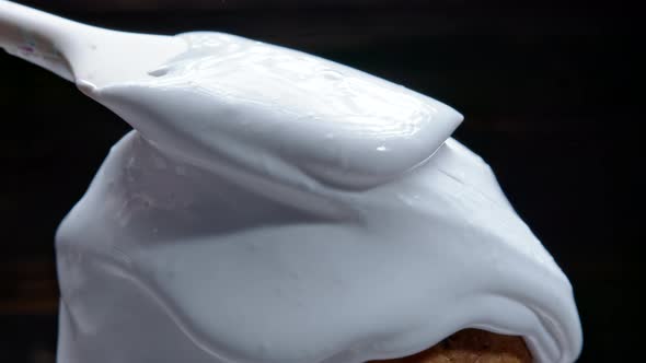 Process of Decorating Easter Cake with White Glaze Traditional Bakery