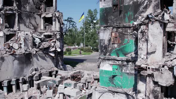 Borodyanka Ukraine  a Destroyed Building During the War