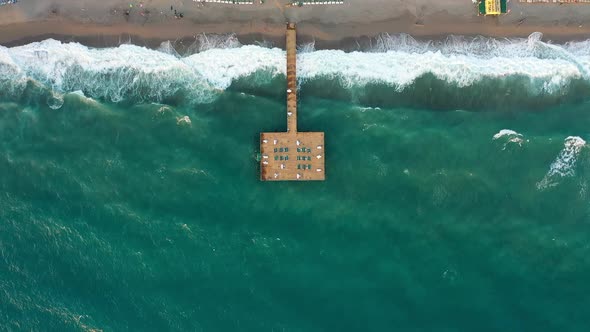 Storm at Sea Filmed on a Drone in the Sunset