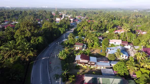 Aerial sun light over the Malays kampung