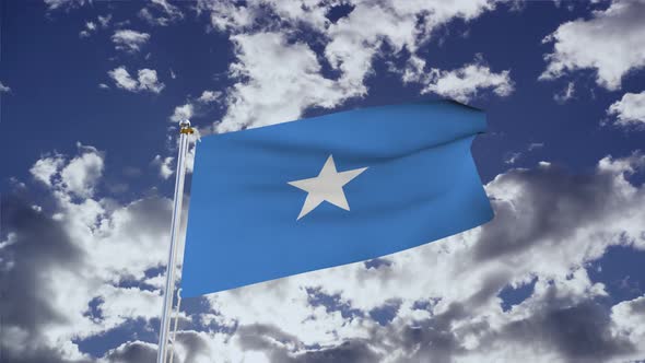 Somalia Flag With Sky 4k