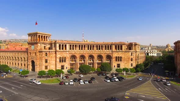 Aerial View of Yerevan Central Square and Government of Republic of Armenia