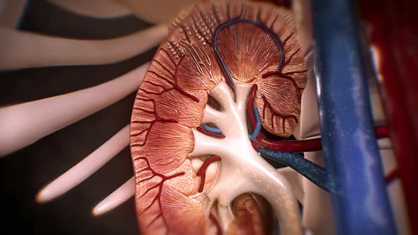 Renal system. Renal blood circulation