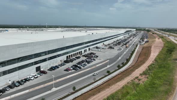 Tesla manufacturing facility in Austin, TX. Giga Texas in USA. American made cars by Elon Musk compa