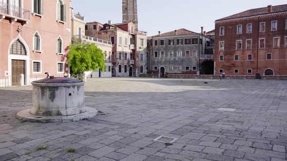 Venice Square Empty and Without People