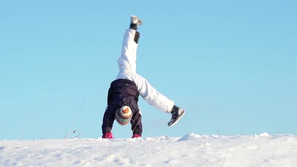 Slow Motion Cartwheel in Winter