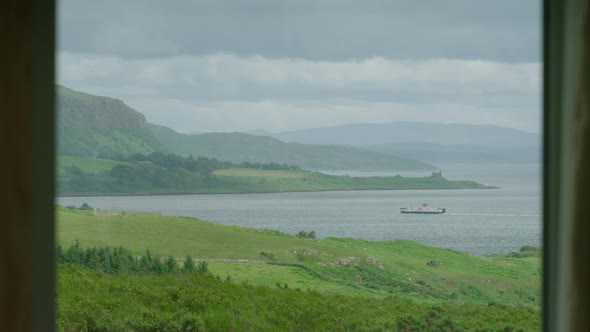 A ferry boat on a windy day in the Sound of Mull, on Scotlands west coast