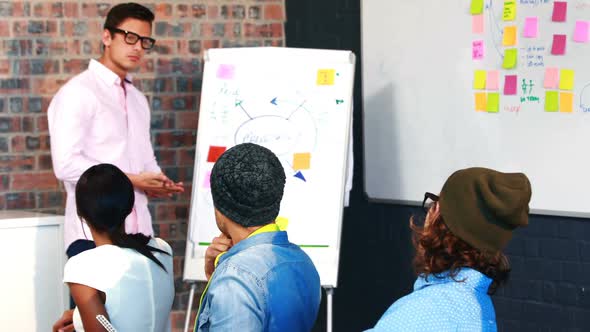 Businessman explaining on whiteboard