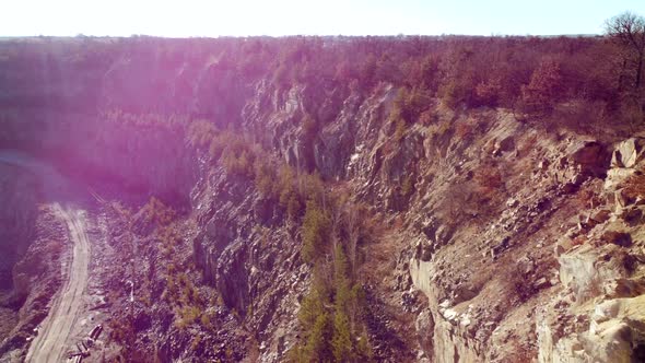 Rocks Wall of Granite Quarry Top View