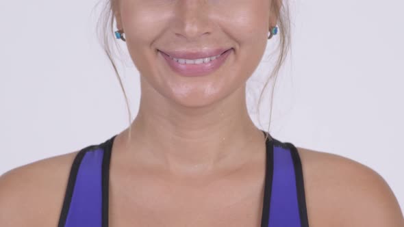 Smile of Young Blonde Woman Ready for Gym