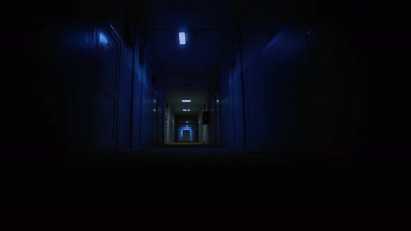 Scary Hospital or Laboratory Corridor Horror Thriller Scene POV