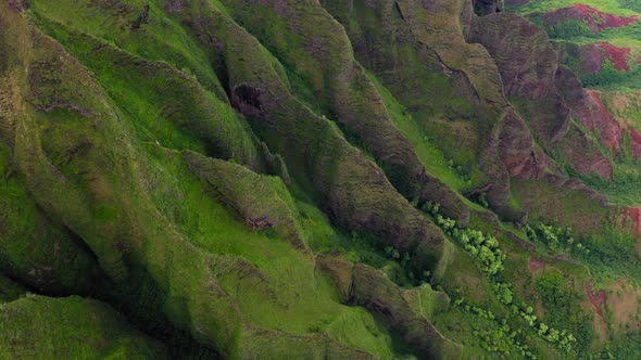 Na Pali Coast State Park. Hawaii Nature. Unusualy Shaped Volcanic Slopes. USA