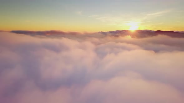 Drone Flies in the Clouds