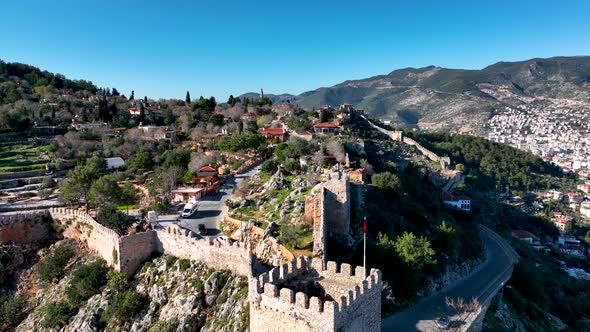 Alanya Castle Aerial View 4K