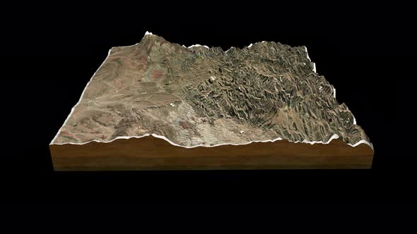 Andes map 3D render 360 degrees loop animation