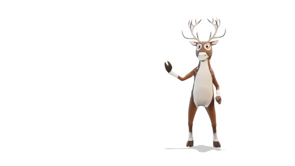 Deer Comes Out From The Right Side Of The Screen And Greeting on White Background