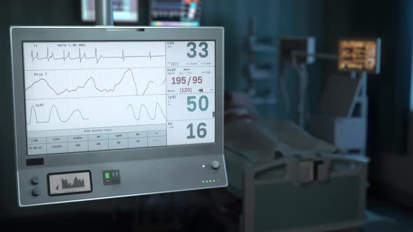 Health examination equipment is showing a flatline signifying the persons death alt