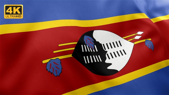 Eswatini Flag / Swaziland Flag - 4K