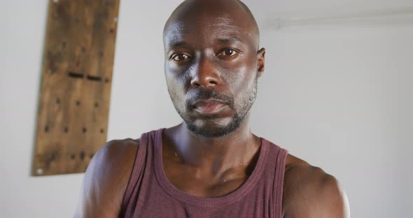 Portrait of fit african american man looking at camera