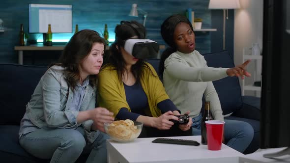 African Woman Experiencing Virtual Reality Playing Video Games with Vr Headset