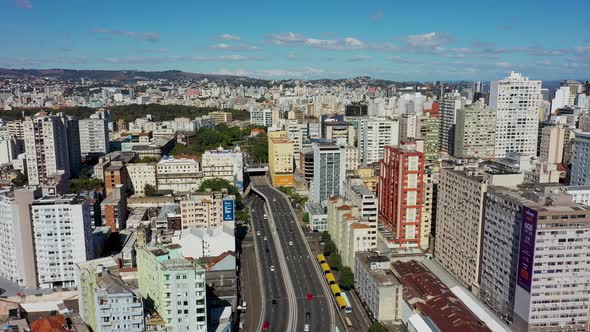 Porto Alegre, Brazil. Brazilian city skyline landmark. Buildings at downtown city.