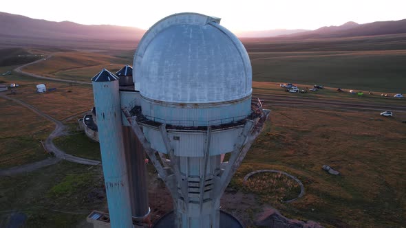 Bright Dawn Over the Observatory in the Mountains