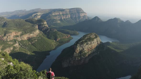 Aerial View of a person watching Blyde River Canyon Nature Reserve South Africa.