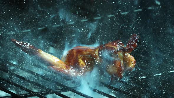 Grilling BBQ Chicken Wings in ultra slow motion 1500fps on a Wood Smoked Grill - BBQ PHANTOM 007