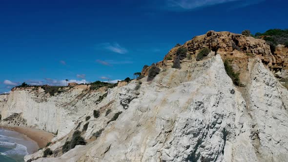 Aerial View of Scala Dei Turchi with a Sunny Day. Island of Sicily Italy