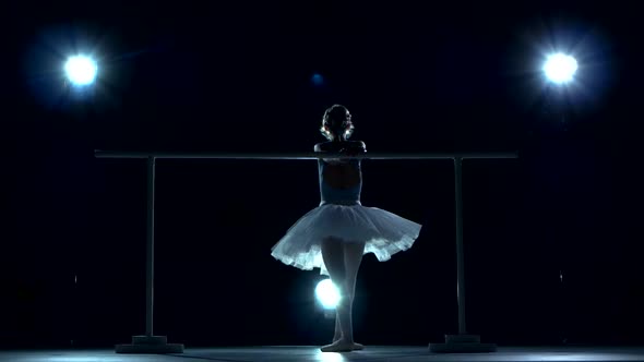 Ballet Dancer in White Tutu on a Blue