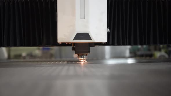 Machine for Laser Cutting of Metal Makes the Cutting of a Metal Sheet