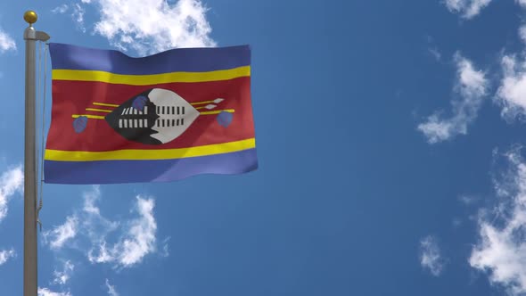 Eswatini Flag On Flagpole