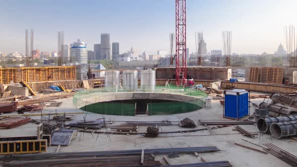 Construction Site on Which to Build Highrise Buildings Timelapse Hyperlapse