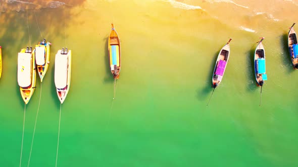 4K Aerial view of sandy beach and sea Beautiful turquoise sea waves