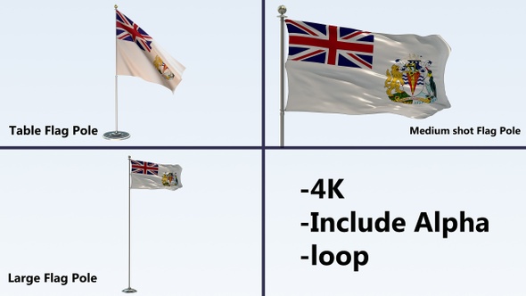 British Antarctic Territory Flag Pole Pack 4k-Loop