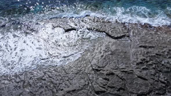 Aerial View Sea Near Coast  Closeup Coastal Seascape