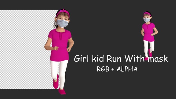 Girl Kid Run With Mask