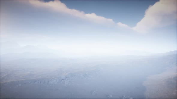 Volcano Crater Landscape with Fog