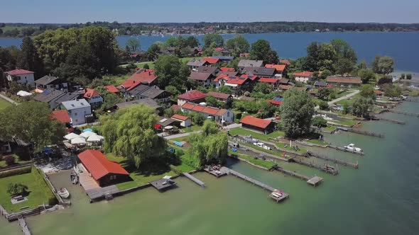 Aerial View of Frauenchiemsee (Fraueninsel), Germany