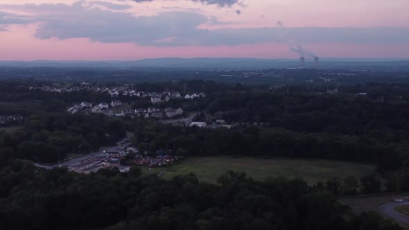 Night Sky after sunset over small town