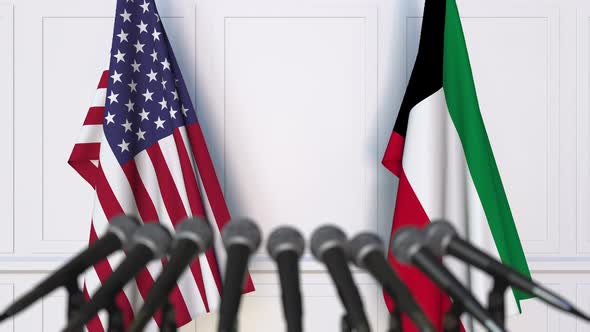 Flags of the United States and Kuwait at International Meeting alt