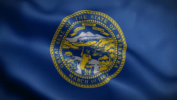 Nebraska State Flag Blowing In Wind