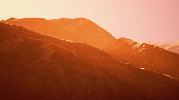 Winter Mountain Landscape at Sunset