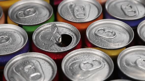 Aluminum Cans with Carbonated Water, Energy Drinks or Beer