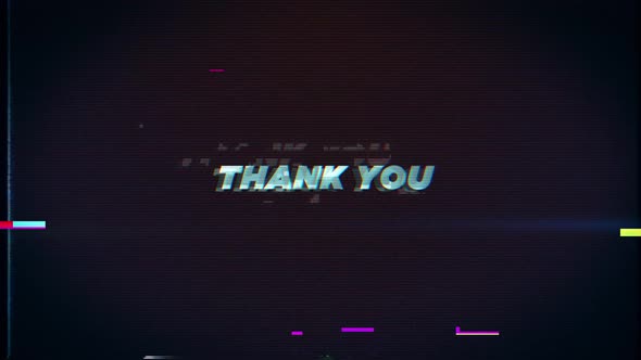 THANK YOU text glitch effects concept for video games screen
