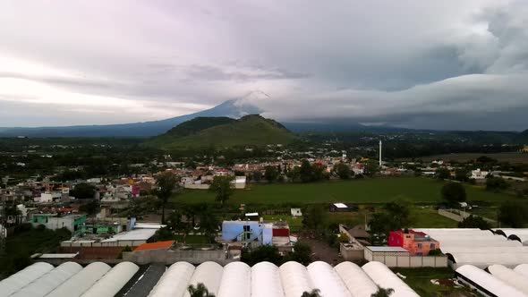 Take of at invernaderos near Popocatepetl volcano