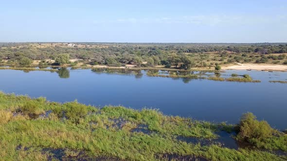 Okavango delta river on Namibia and Angola border