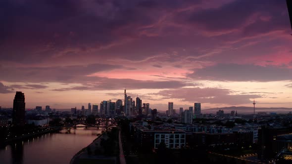 Drone Wide Shot of Frankfurt Am Main